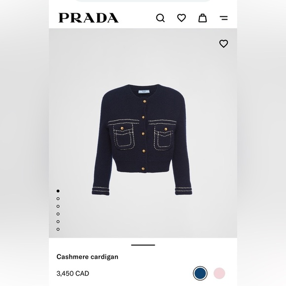 NWT Prada 100% Cashmere Long Sleeve Gold Button Sweater - Picture 4 of 13